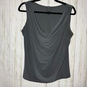 Clara Sunwoo Charcoal Draped Tank Top